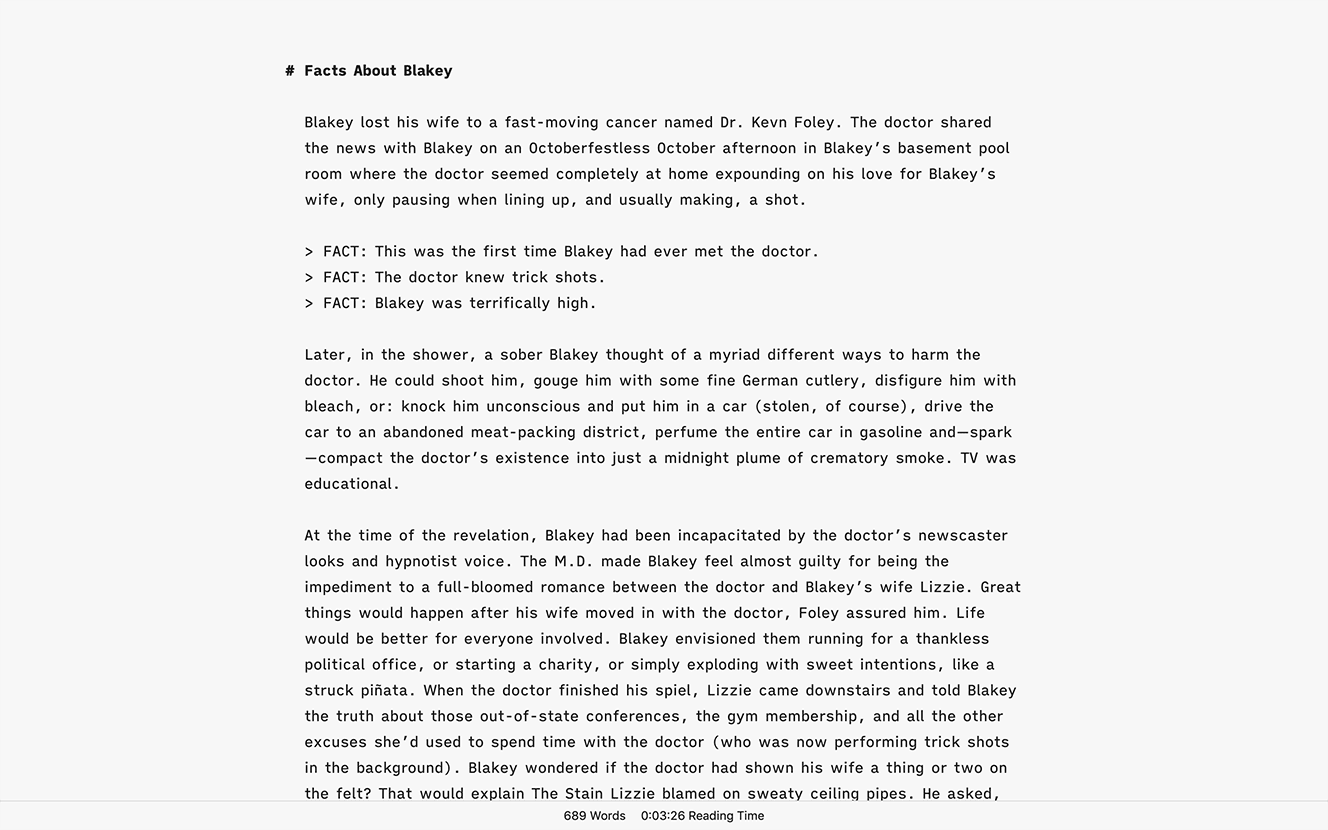 iAWriter in full-screen view.